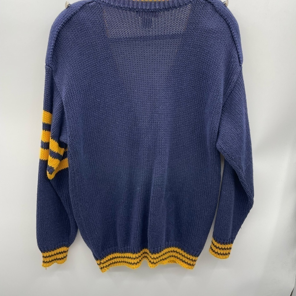 Y2K VINTAGE LINDSEY BLAKE M Military naval nautical yellow woman cardigan - Picture 3 of 7